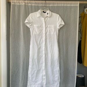 SOLD Theory White Linen Midi Shirt Dress Size 4
